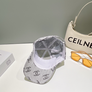 Chanel Allover CC Logo Baseball Hat Gray