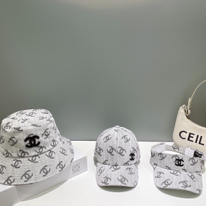 Chanel Allover CC Logo Baseball Hat Gray