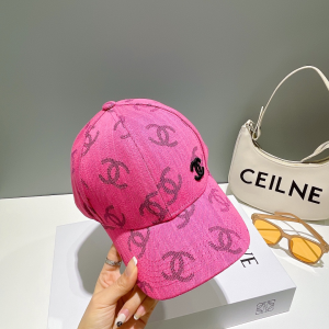 Chanel Allover CC Logo Baseball Hat Pink