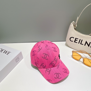 Chanel Allover CC Logo Baseball Hat Pink