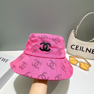 Chanel Allover CC Logo Bucket Hat Pink