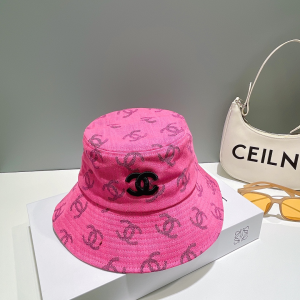 Chanel Allover CC Logo Bucket Hat Pink