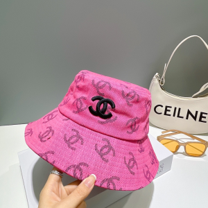 Chanel Allover CC Logo Bucket Hat Pink