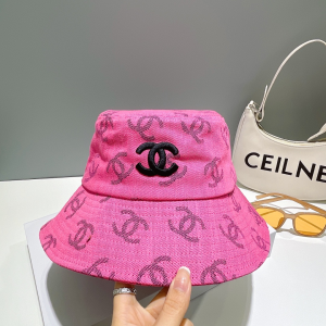 Chanel Allover CC Logo Bucket Hat Pink