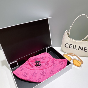 Chanel Allover CC Logo Bucket Hat Pink