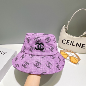 Chanel Allover CC Logo Bucket Hat Purple