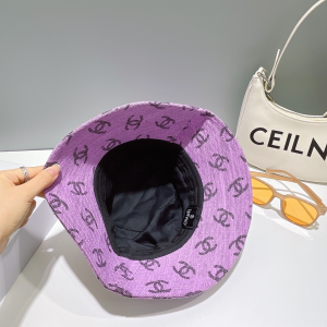 Chanel Allover CC Logo Bucket Hat Purple