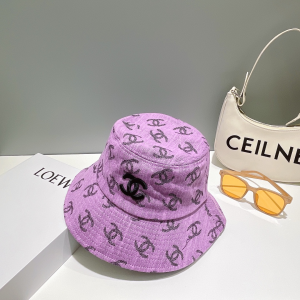 Chanel Allover CC Logo Bucket Hat Purple