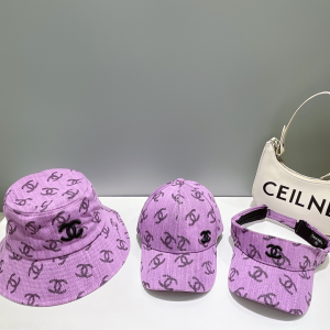 Chanel Allover CC Logo Bucket Hat Purple