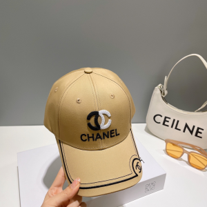 Chanel CC Embroidery Baseball Cap Hat Beige