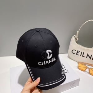 Chanel CC Embroidery Baseball Cap Hat Black