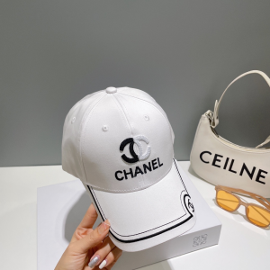 Chanel CC Embroidery Baseball Cap Hat White