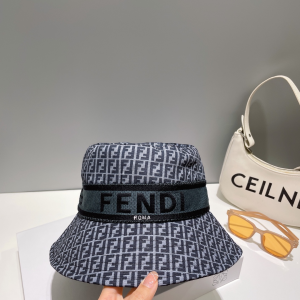Fendi FF Logo Black Cotton Bucket Hat