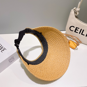 Prada Logo Raffia Visor Cap Hat Beige