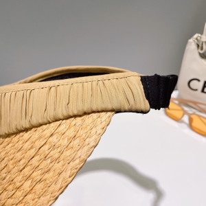 Prada Logo Raffia Visor Cap Hat Beige