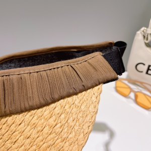 Prada Logo Raffia Visor Cap Hat Beige