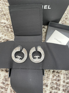 Chanel Crystals CC Round Earrings