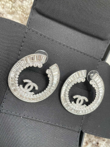 Chanel Crystals CC Round Earrings