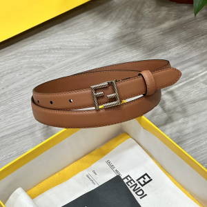 Fendi FF Buckle Leather Belt Brown 20MM