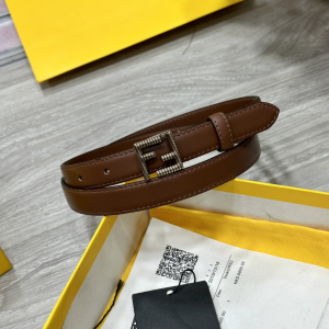 Fendi FF Buckle Leather Belt Brown 20MM