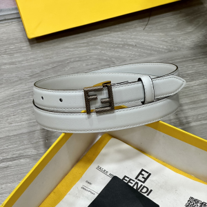 Fendi FF Buckle Leather Belt White 20MM