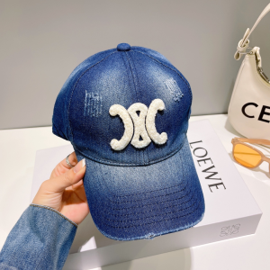Celine Triomphe Denim Blue Baseball Cap Hat