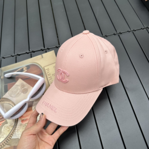 Chanel CC Logo Canvas Baseball Cap Hat Pink