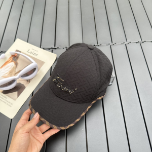Fendi FF Jacquard Canvas Baseball Cap Hat Black Fendi FF Jacquard Canvas Baseball Cap Hat Black