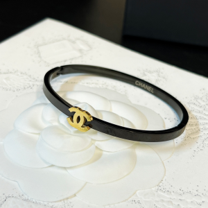 Chanel CC Logo Black Bangle Bracelets