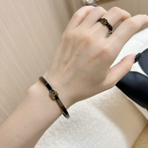 Chanel CC Logo Black Bangle Bracelets