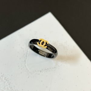 Chanel CC Logo Black Rings