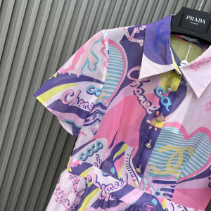 Chanel CC Printed Satin Dress