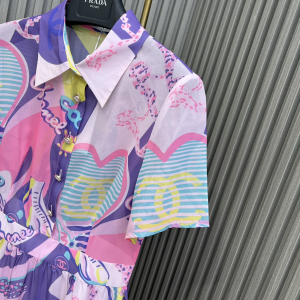 Chanel CC Printed Satin Dress