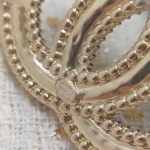 Chanel Crystals CC Logo Brooch Gold