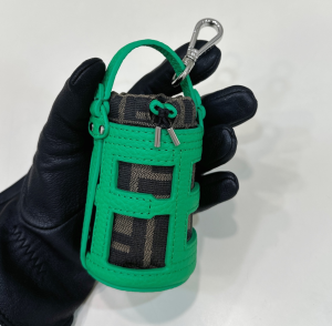 Fendi Bucket Bag Charm Key Rings Green Leather Fendi Bucket Bag Charm Key Rings Green Leather