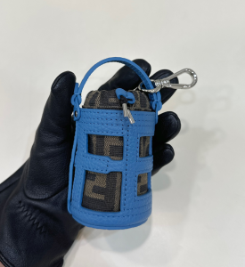 Fendi Bucket Bag Charm Key Rings Light Blue Leather Fendi Bucket Bag Charm Key Rings Light Blue Leather