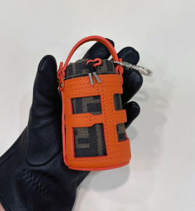 Fendi Bucket Bag Charm Key Rings Orange Leather Fendi Bucket Bag Charm Key Rings Orange Leather