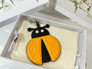 Loewe Beetle Leather Charm Keychain Yellow Loewe Beetle Leather Charm Keychain Yellow