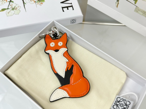 Loewe Fox Leather Charm Keychain Orange Loewe Fox Leather Charm Keychain Orange