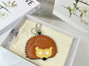 Loewe Hedgehog Leather Charm Keychain Brown Loewe Hedgehog Leather Charm Keychain Brown