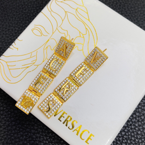 Versace Tiles Crystal Embellished Logo Drop Earrings Versace Tiles Crystal Embellished Logo Drop Earrings