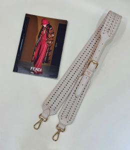 Fendi Woven Leather Shoulder Strap Off White Fendi Woven Leather Shoulder Strap Off White