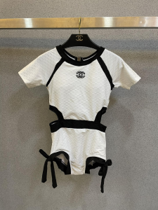 Chanel CC One Piece Swimsuit White
