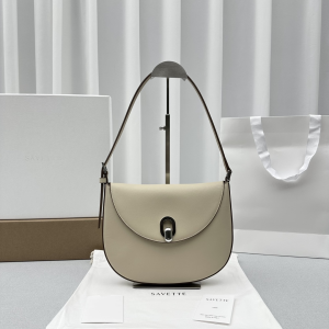 Savette The Tondo Small Calf Hobo Shoulder Crossbody Bag Beige Savette The Tondo Small Calf Hobo Shoulder Crossbody Bag Beige