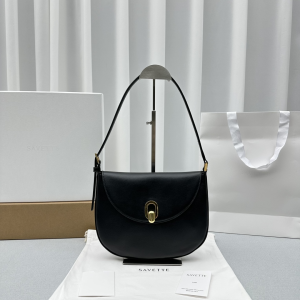 Savette The Tondo Small Calf Hobo Shoulder Crossbody Bag Black Savette The Tondo Small Calf Hobo Shoulder Crossbody Bag Black