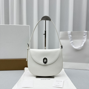 Savette The Tondo Small Calf Hobo Shoulder Crossbody Bag White Savette The Tondo Small Calf Hobo Shoulder Crossbody Bag White