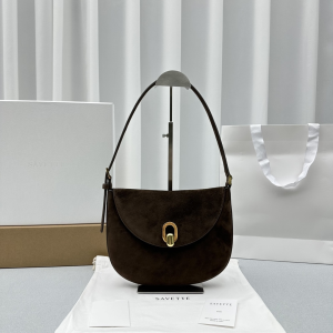 Savette The Tondo Small Suede Hobo Shoulder Crossbody Bag Brown Savette The Tondo Small Suede Hobo Shoulder Crossbody Bag Brown