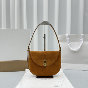 Savette The Tondo Small Suede Hobo Shoulder Crossbody Bag Tan Savette The Tondo Small Suede Hobo Shoulder Crossbody Bag Tan