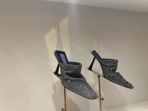 Benedetta Bruzziches Goliarda Crystal Embellished Square Toe High Heeled Mules Black 100MM Benedetta Bruzziches Goliarda Crystal Embellished Square Toe High Heeled Mules Black 100MM