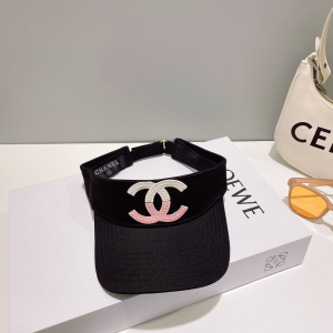 Chanel CC Logo Cotton Visor Hat Black